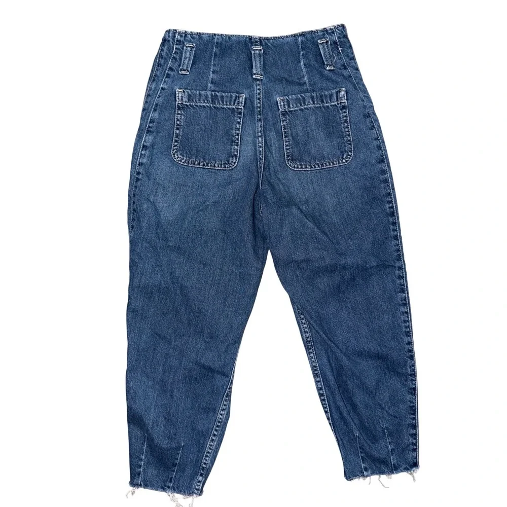 Polo Ralph‎ Lauren Girls Pleated Wide Leg Jeans Medium Wash Raw Hem Size 10 M2